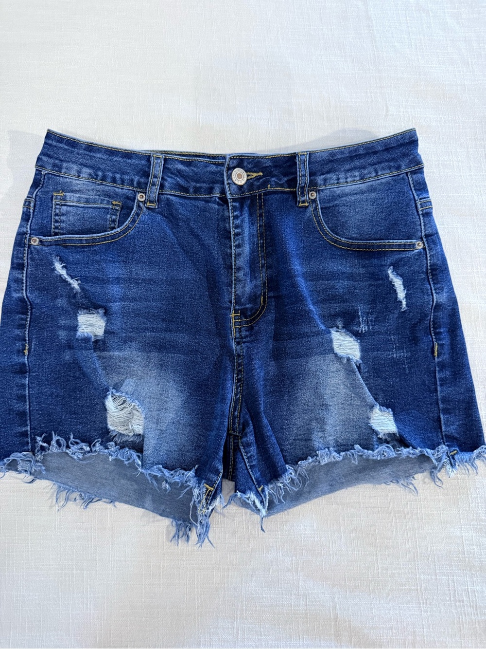 Amazon Dark Blue Distressed Denim Jean Shorts